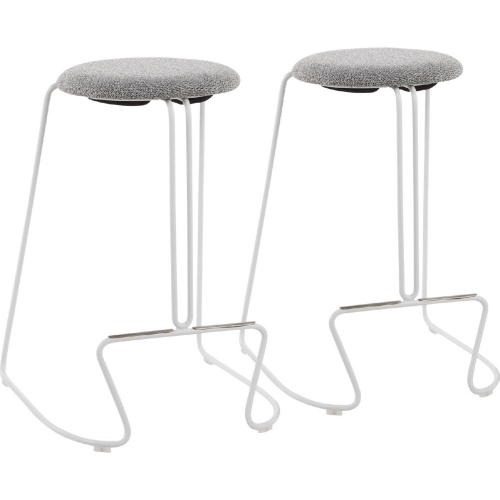 Finn 26" Counter Stool in Charcoal Grey Fabric & White Steel (Set of 2)